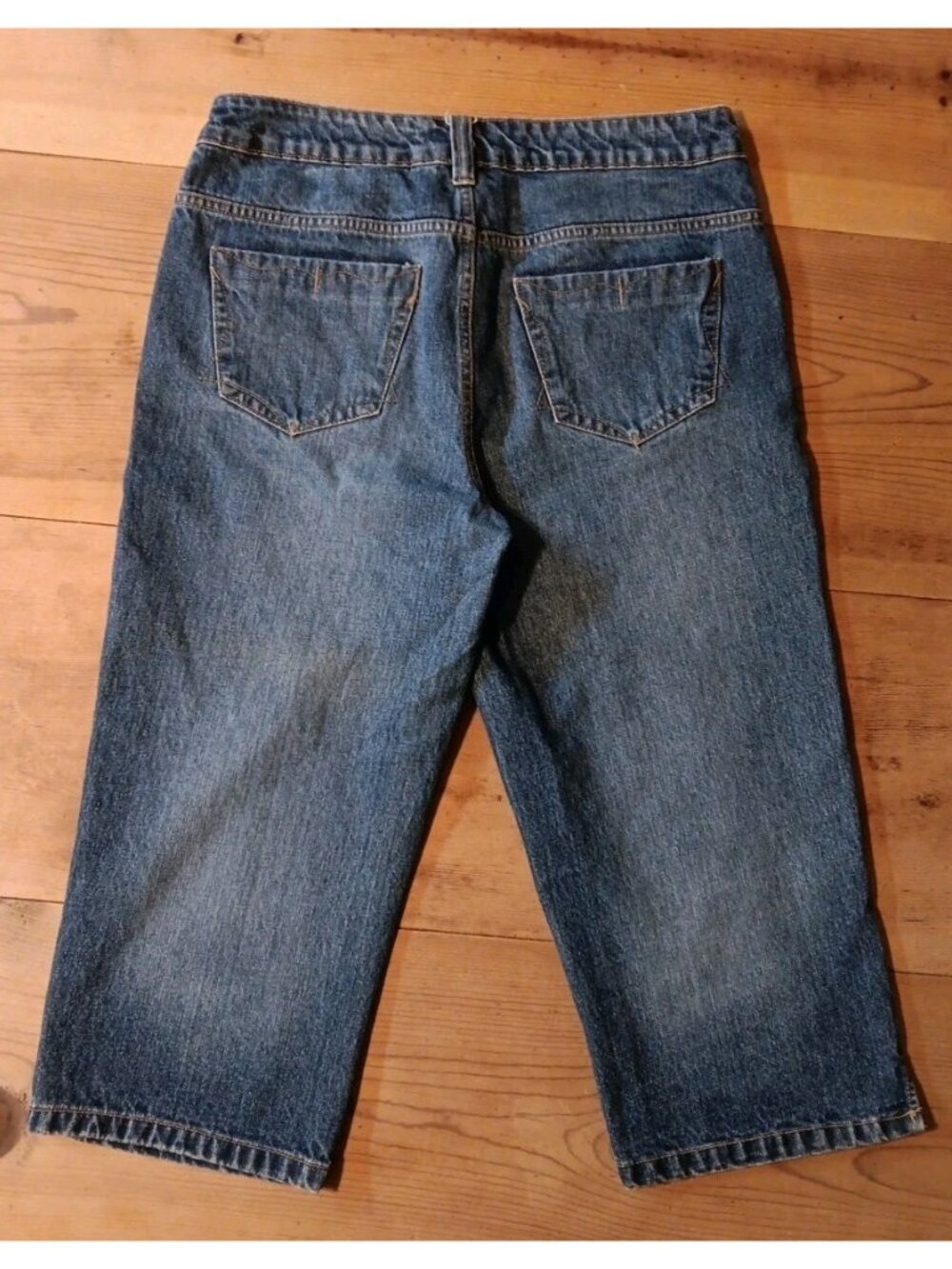 Vtg Faded Glory Capri Jeans Women Missy 10 Medium Wash Embroidery Pocket Cotton - Picture 5 of 8